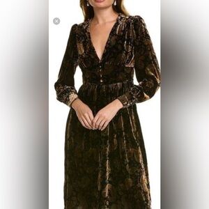 Boden Paisley Velvet Holiday Party Midi Dress 14 - US 14 -NWT